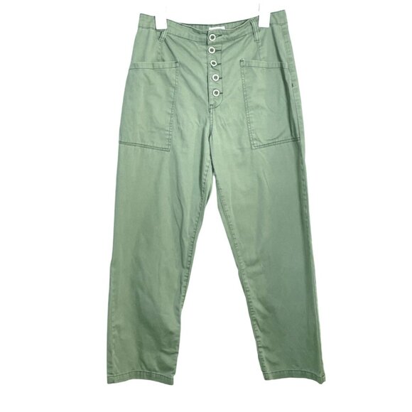 PISTOLA Pants Size 28 Tammy High Rise Ankle Button Hem Colonel Green - Picture 2 of 10
